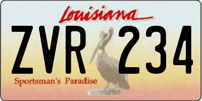 LA license plate ZVR234