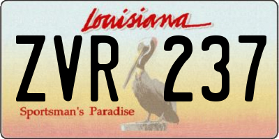 LA license plate ZVR237