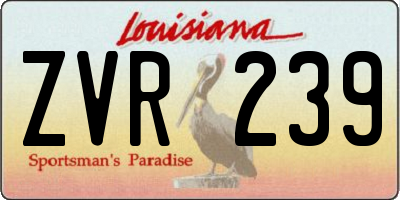 LA license plate ZVR239