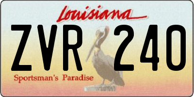 LA license plate ZVR240