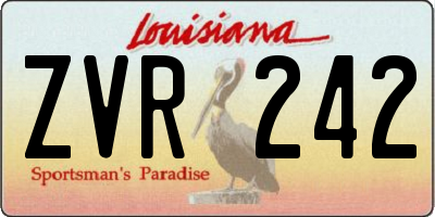 LA license plate ZVR242