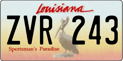 LA license plate ZVR243