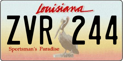 LA license plate ZVR244