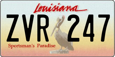 LA license plate ZVR247