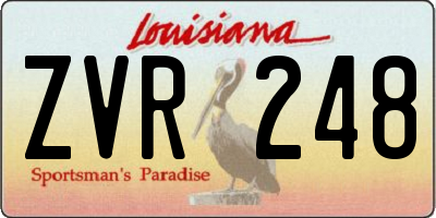LA license plate ZVR248