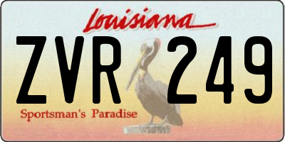LA license plate ZVR249
