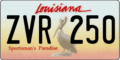 LA license plate ZVR250