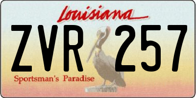 LA license plate ZVR257