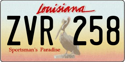 LA license plate ZVR258