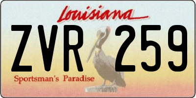 LA license plate ZVR259