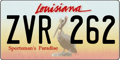 LA license plate ZVR262
