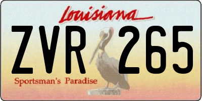 LA license plate ZVR265