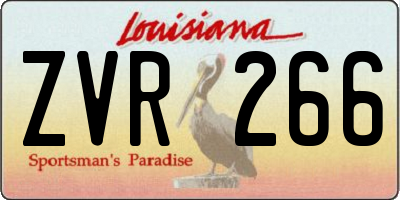 LA license plate ZVR266