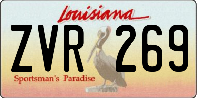 LA license plate ZVR269