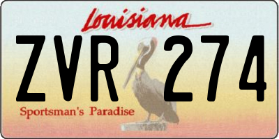 LA license plate ZVR274