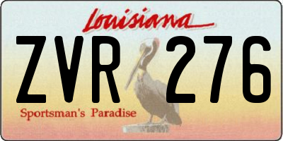 LA license plate ZVR276