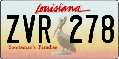 LA license plate ZVR278