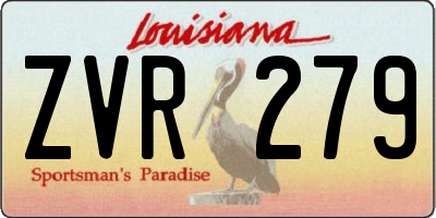 LA license plate ZVR279