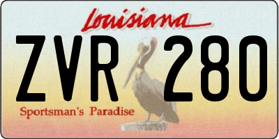 LA license plate ZVR280