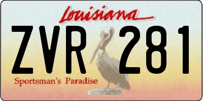 LA license plate ZVR281
