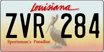 LA license plate ZVR284
