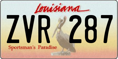 LA license plate ZVR287