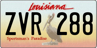 LA license plate ZVR288