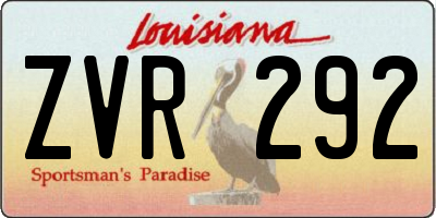 LA license plate ZVR292