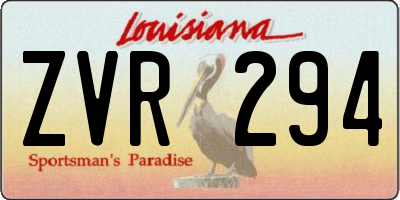 LA license plate ZVR294