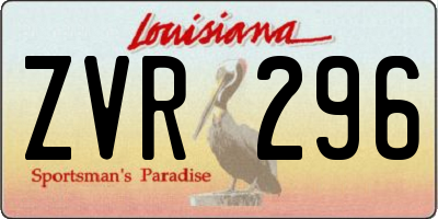 LA license plate ZVR296