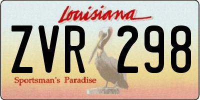 LA license plate ZVR298