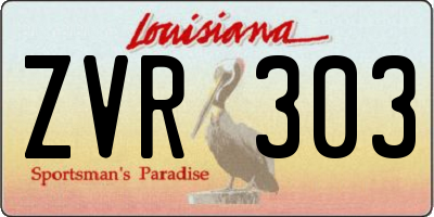 LA license plate ZVR303