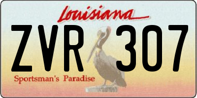 LA license plate ZVR307