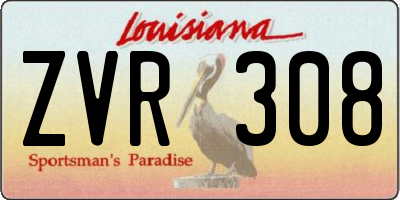 LA license plate ZVR308
