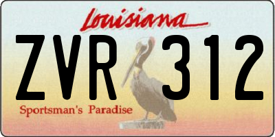 LA license plate ZVR312