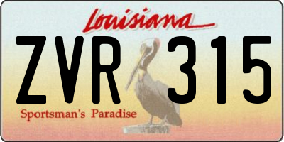 LA license plate ZVR315