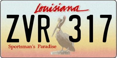 LA license plate ZVR317