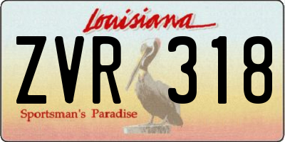 LA license plate ZVR318