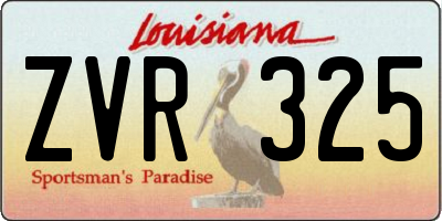 LA license plate ZVR325