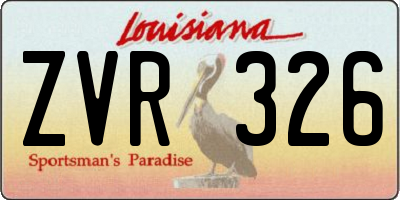 LA license plate ZVR326