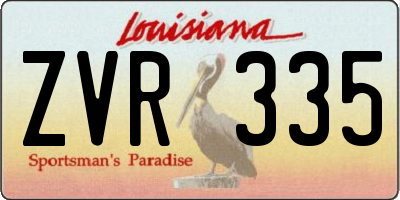 LA license plate ZVR335