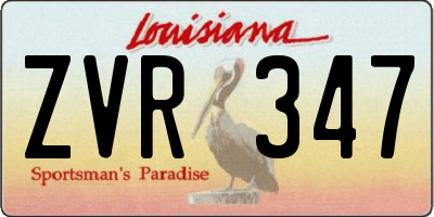 LA license plate ZVR347