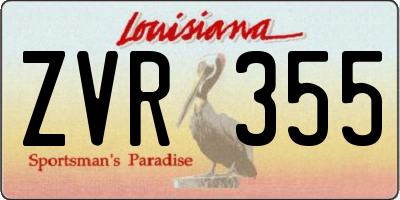 LA license plate ZVR355