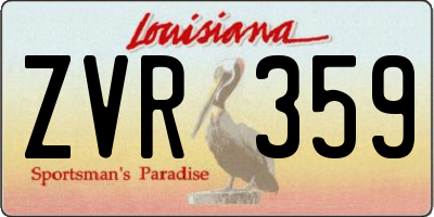 LA license plate ZVR359