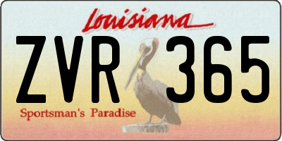 LA license plate ZVR365