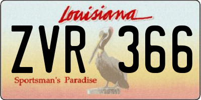 LA license plate ZVR366