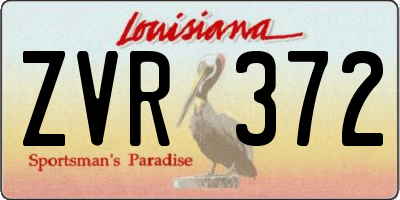 LA license plate ZVR372