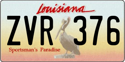 LA license plate ZVR376