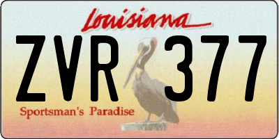 LA license plate ZVR377