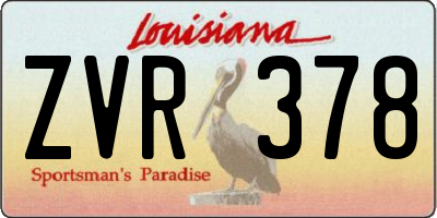 LA license plate ZVR378